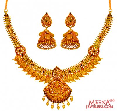 22 Kt Gold Antique Necklace Set ( Antique Necklace Sets )