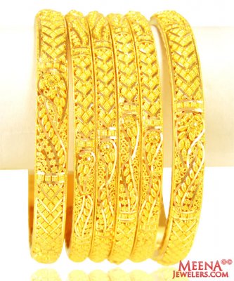 22 Kt Gold Bangles (6 PC) ( Set of Bangles )