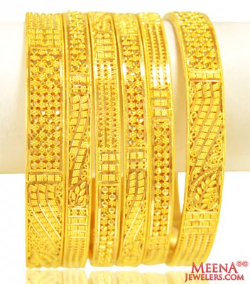 22 Karat Gold 6Pcs Bangles Set  ( Set of Bangles )