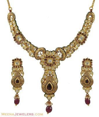 Antique Kundan Necklace Set ( Antique Necklace Sets )