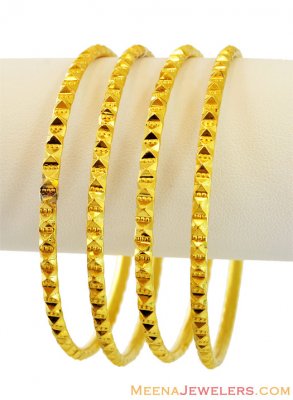 22K Machine Cut Bangles (4 pcs) ( Set of Bangles )