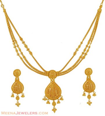 Filigree Necklace Set (22K Gold) ( 22 Kt Gold Sets )