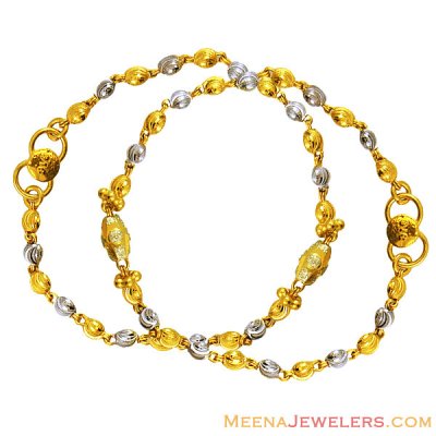 22k Two Tone Baby Bracelet(2 pcs) ( Black Bead Bracelets )