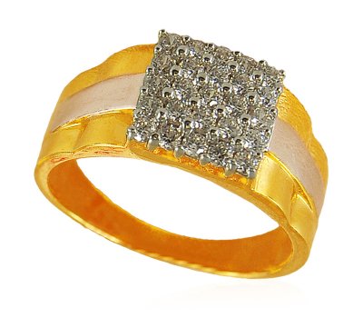 22K Two Tone Mens Signity Ring ( Mens Signity Rings )