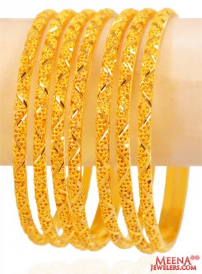 22Kt Gold Designer Bangles (7 pc) ( Set of Bangles )