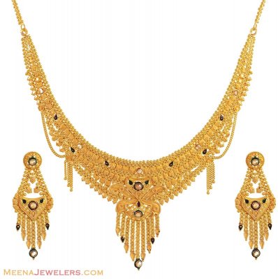 Three Tone Necklace Set ( 22 Kt Gold Sets )