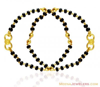 22k Gold Kids Mania (2 Pcs) ( Black Bead Bracelets )