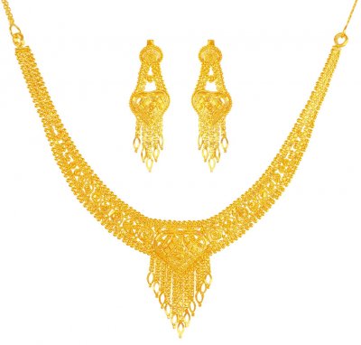 22 Karat Gold Necklace Earring Set ( 22 Kt Gold Sets )