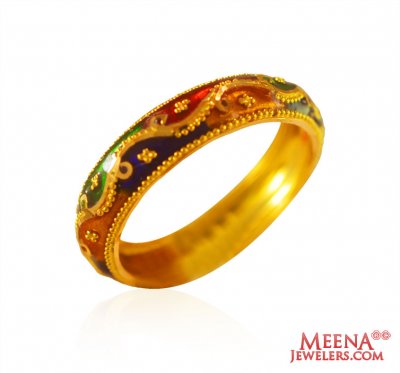 22Kt Gold Meenakari Ring  ( Ladies Gold Ring )