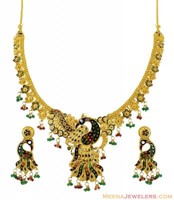 22K Designer Peacock Necklace Set ( 22 Kt Gold Sets )