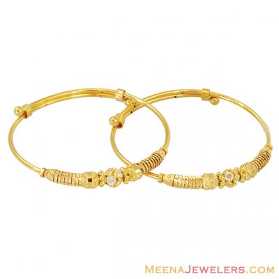 22k Fancy Kids Balls Bangles(Pair) ( Baby Bangles )