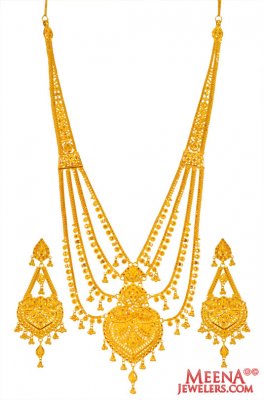 22K Layered Gold  Necklace Set ( Bridal Necklace Sets )