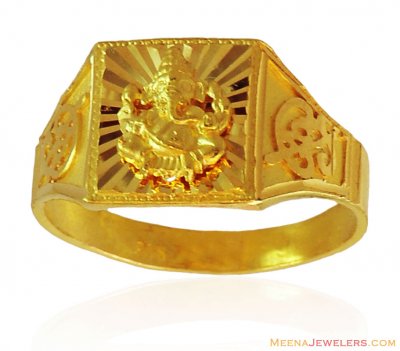 22K Ganesha Mens Ring ( Religious Rings )