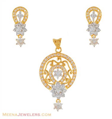 Signity Two Tone Pendant Set ( Fancy Pendant Set )