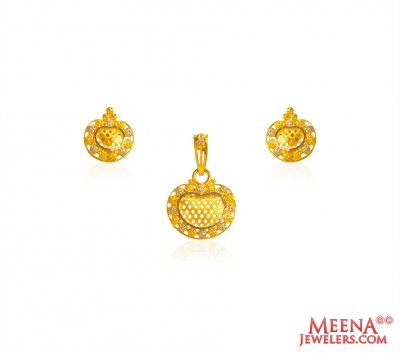 22kt Gold Two Tone Pendant Set ( Gold Pendant Sets )