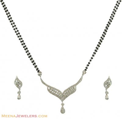 18K White Gold Mangalsutra Set  ( Diamond MangalSutras )