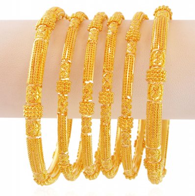 Filigree Gold Bangles Set(Set of 6) ( Set of Bangles )