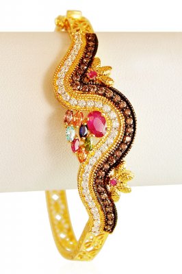 Fancy Studded Bangle 22k Gold  ( Stone Bangles )