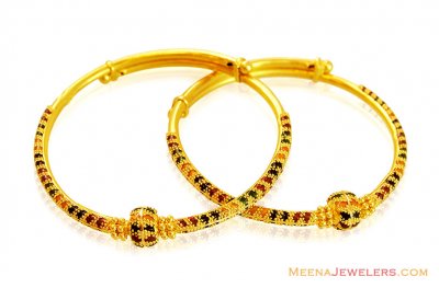 22k Fancy Meena Style Baby Kadas  ( Baby Bangles )