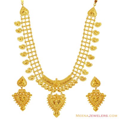 22K Gold Necklace Earring Set ( 22 Kt Gold Sets )