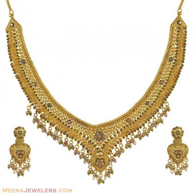 Antique Meenakari Necklace Set ( Antique Necklace Sets )