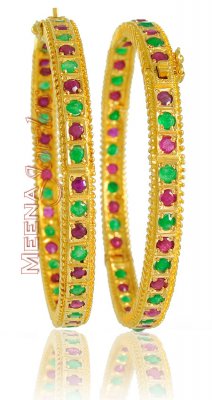 22K Ruby and Emerald Bangles ( Precious Stone Bangles )