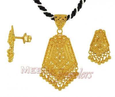 22Kt Gold Filigree Pendant ( Gold Pendant Sets )