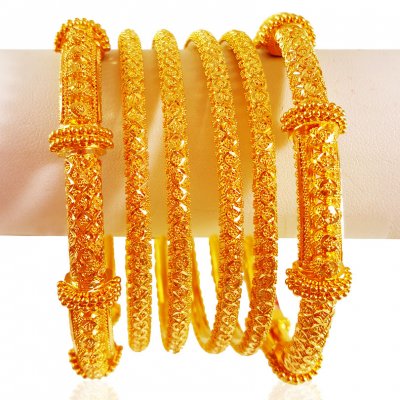 22 Karat Gold Bangles Set (6 PCs) ( Set of Bangles )