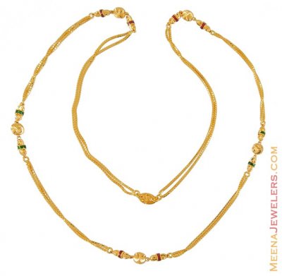 Gold Meenakari Long Chain ( 22Kt Gold Fancy Chains )