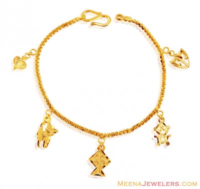 22k Gold Fancy Charm Bracelet ( Ladies Bracelets )