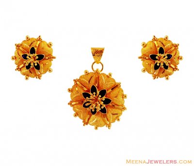 22K Floral Pendant set ( Gold Pendant Sets )