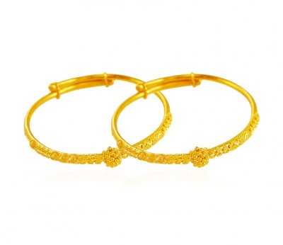 22k Gold Baby Kadas (2 Pc) ( Baby Bangles )