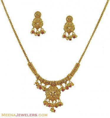 22k Polki Necklace Set ( Antique Necklace Sets )