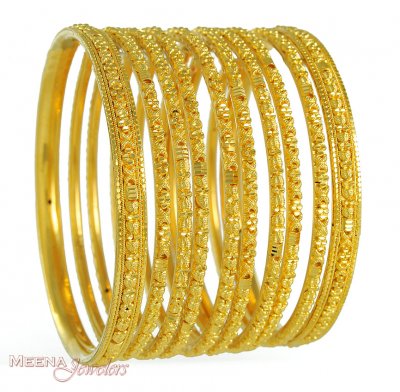 22Kt Gold Handmade Bangles ( Set of Bangles )