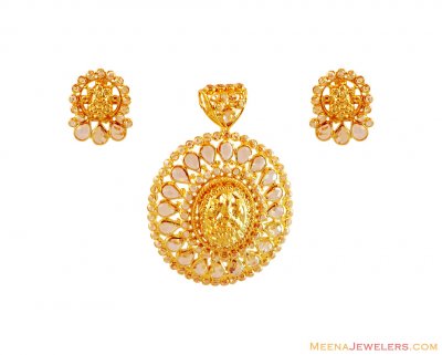 22K Laxmi Devi Pendant Set ( Gold Pendant Sets )