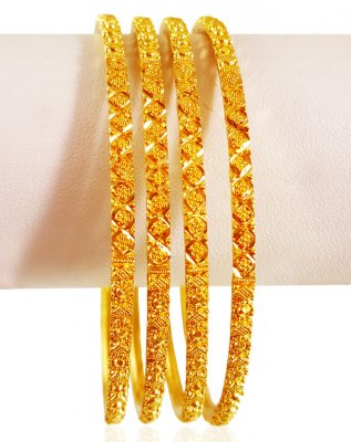 22k Gold Filigree Bangles Set (4Pc) ( Set of Bangles )