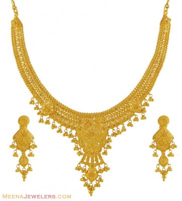 22k Yellow Gold Necklace Set ( 22 Kt Gold Sets )