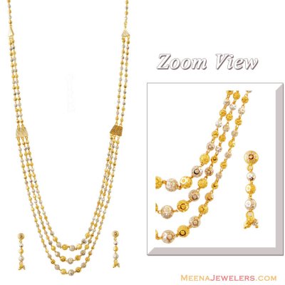 22K 2 Tone Layered Necklace Set ( 22 Kt Gold Sets )