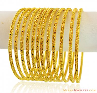 22K Yellow Gold Churi Set (8PC) ( Set of Bangles )