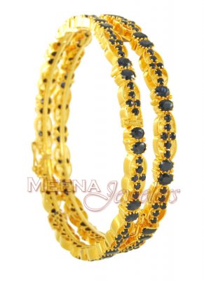 Gold Bangles with Sapphire ( Precious Stone Bangles )