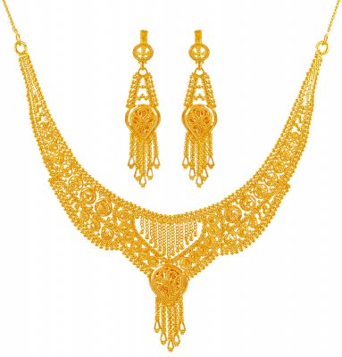 Gold Necklace Earring Set ( 22 Kt Gold Sets )