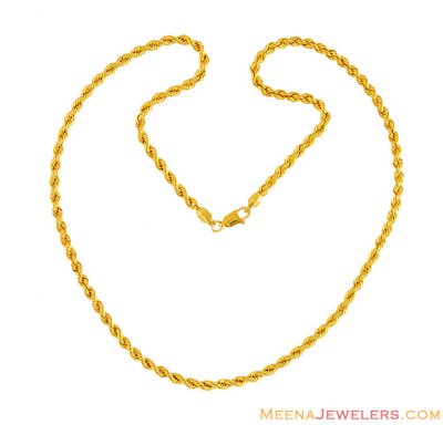 22K Light Rope Chain (16 Inch) ( Plain Gold Chains )