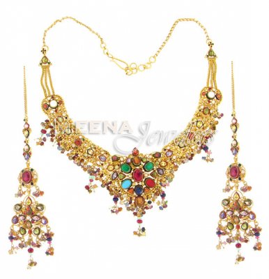 22 Kt Classic Gold Necklace Set ( Antique Necklace Sets )