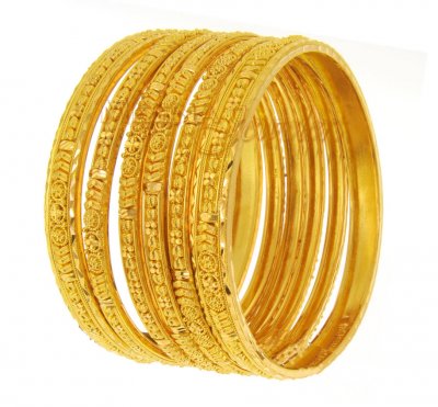 22Kt Gold Handmade Bangles ( Set of Bangles )