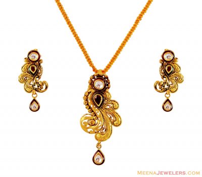 22K Kundan Pendant Set ( Antique Pendant Sets )