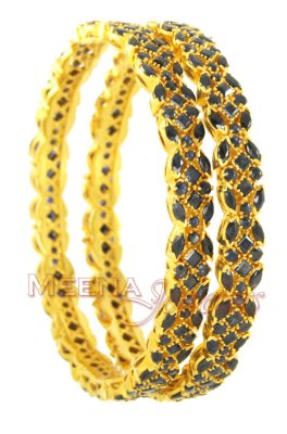 22Kt Gold Sapphire Bangles ( Precious Stone Bangles )