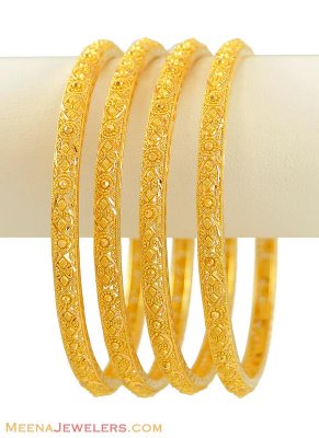 22K Filigree Gold Bangles(set of 4) ( Set of Bangles )