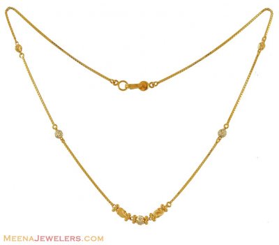 22Kt Gold Two Tone Chain ( 22Kt Gold Fancy Chains )