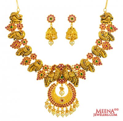 22 Kt Necklace Set (Temple Jewelry) ( Antique Necklace Sets )