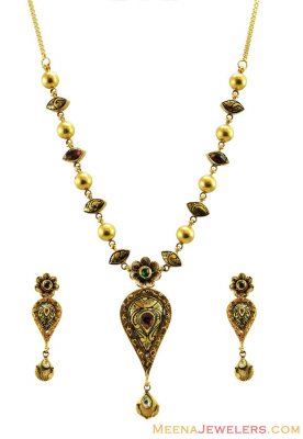 22K Antique Necklace Set ( Antique Necklace Sets )